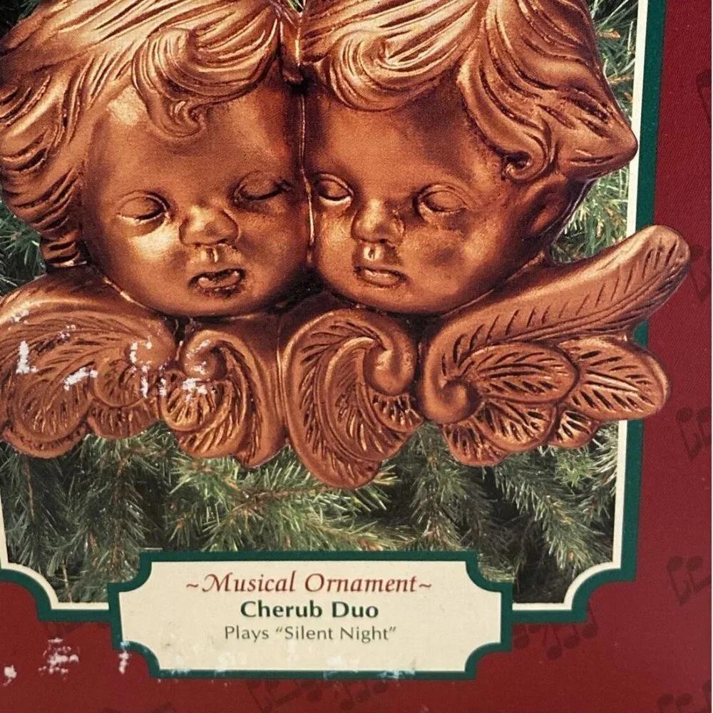 VTG Y2K San Francisco Music Box‎ Co Christmas Cherub Angel Ornament Silent Night